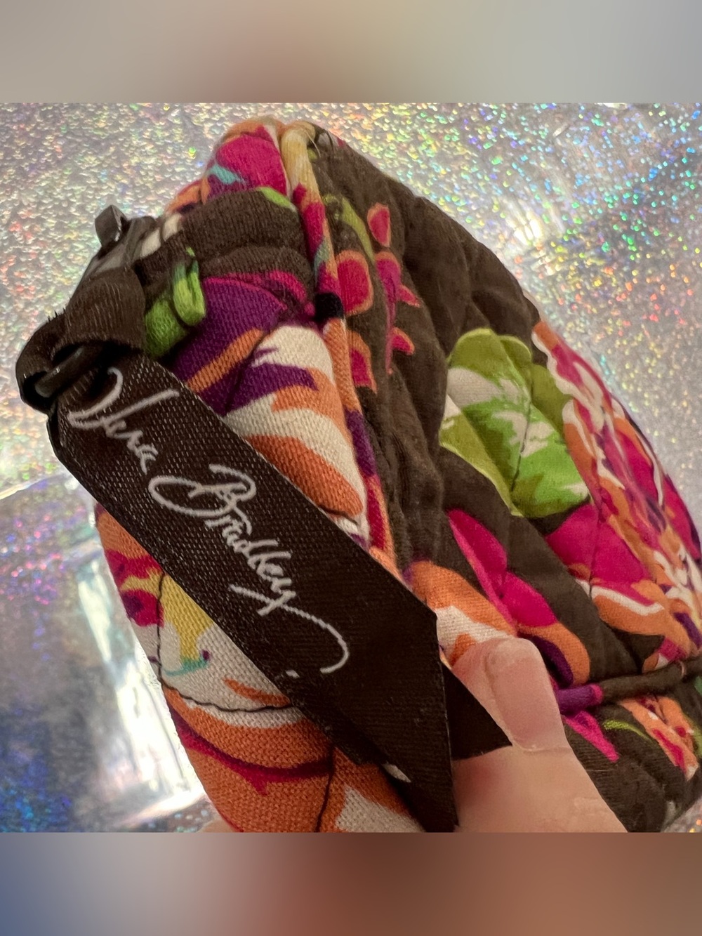 Vera Bradley Floral Cosmetic Bag Makeup Pouch Travel Case Mirror Quilted - Picture 4 of 6